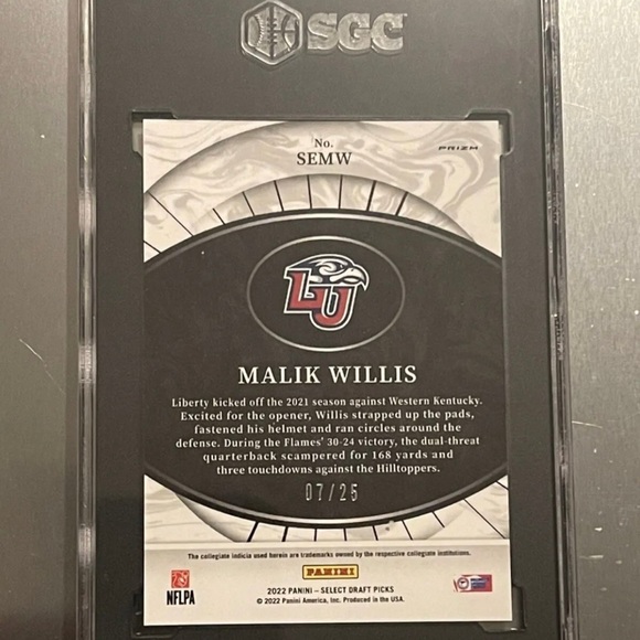 2022 PANINI SELECT D.P. SEMW MALIK WILLIS SENSATIONS TIE DYE PRIZM 7/25 #MATCH